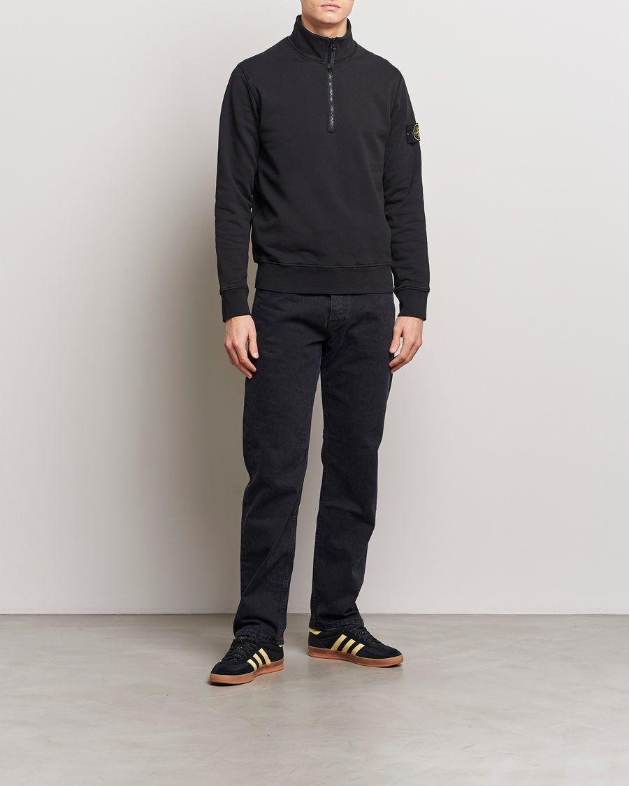 Herre | Trøjer | Stone Island | Garment Dyed Cotton Half Zip Black