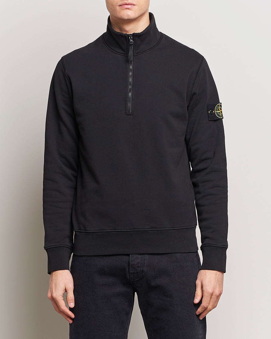 Herr | Stone Island | Stone Island | Garment Dyed Cotton Half Zip Black