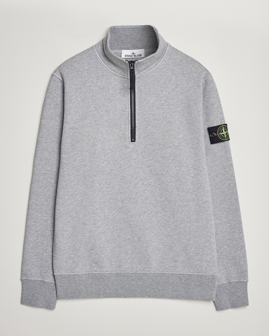 Herre | Trøjer | Stone Island | Garment Dyed Cotton Half Zip Melange Grey