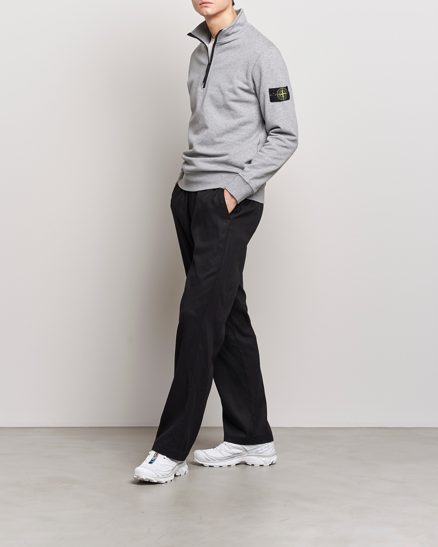Herre | Trøjer | Stone Island | Garment Dyed Cotton Half Zip Melange Grey