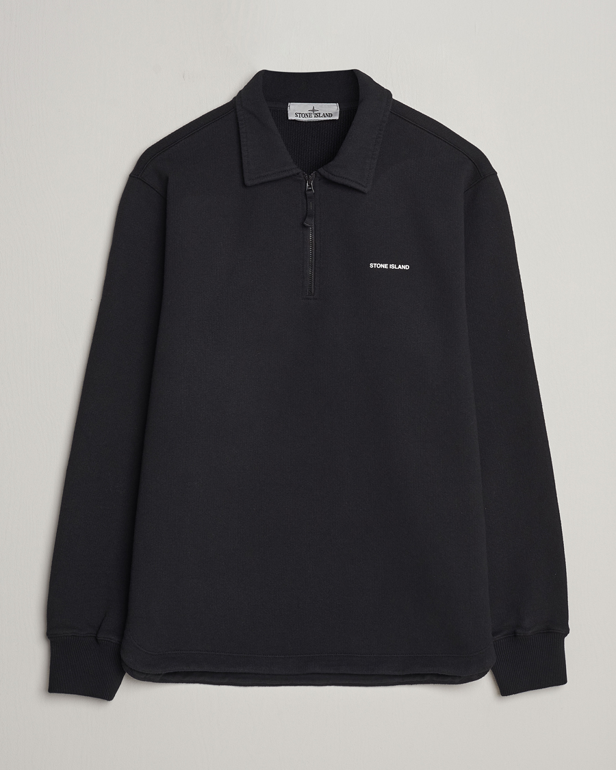 Herre | Trøjer | Stone Island | Heavy Cotton Fleece Half Zip Sweatshirt Black