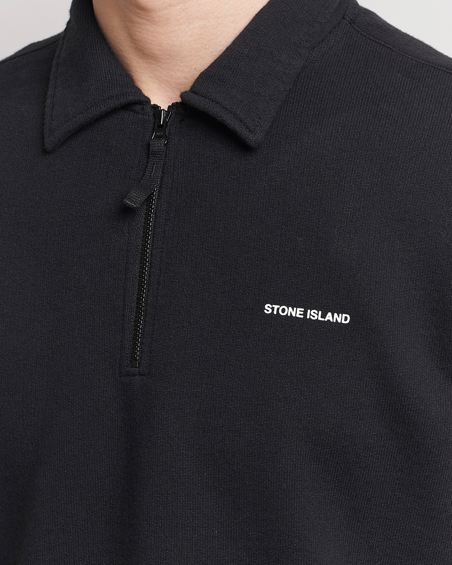 Herre | Trøjer | Stone Island | Heavy Cotton Fleece Half Zip Sweatshirt Black
