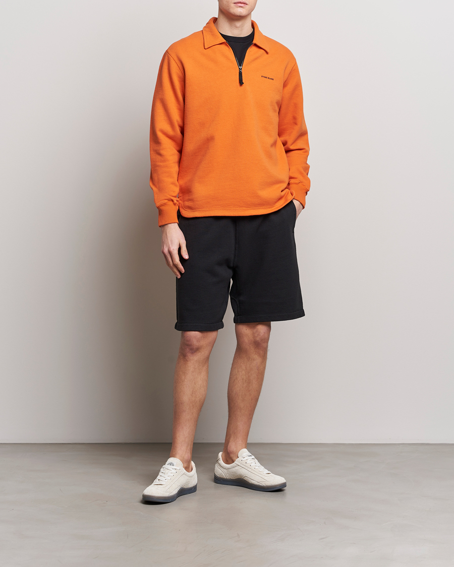 Herre | Trøjer | Stone Island | Heavy Cotton Fleece Half Zip Sweatshirt Orange