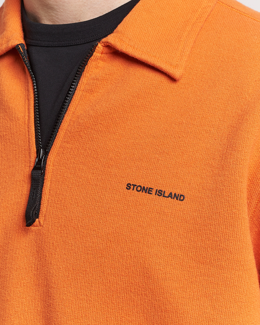 Herre | Trøjer | Stone Island | Heavy Cotton Fleece Half Zip Sweatshirt Orange