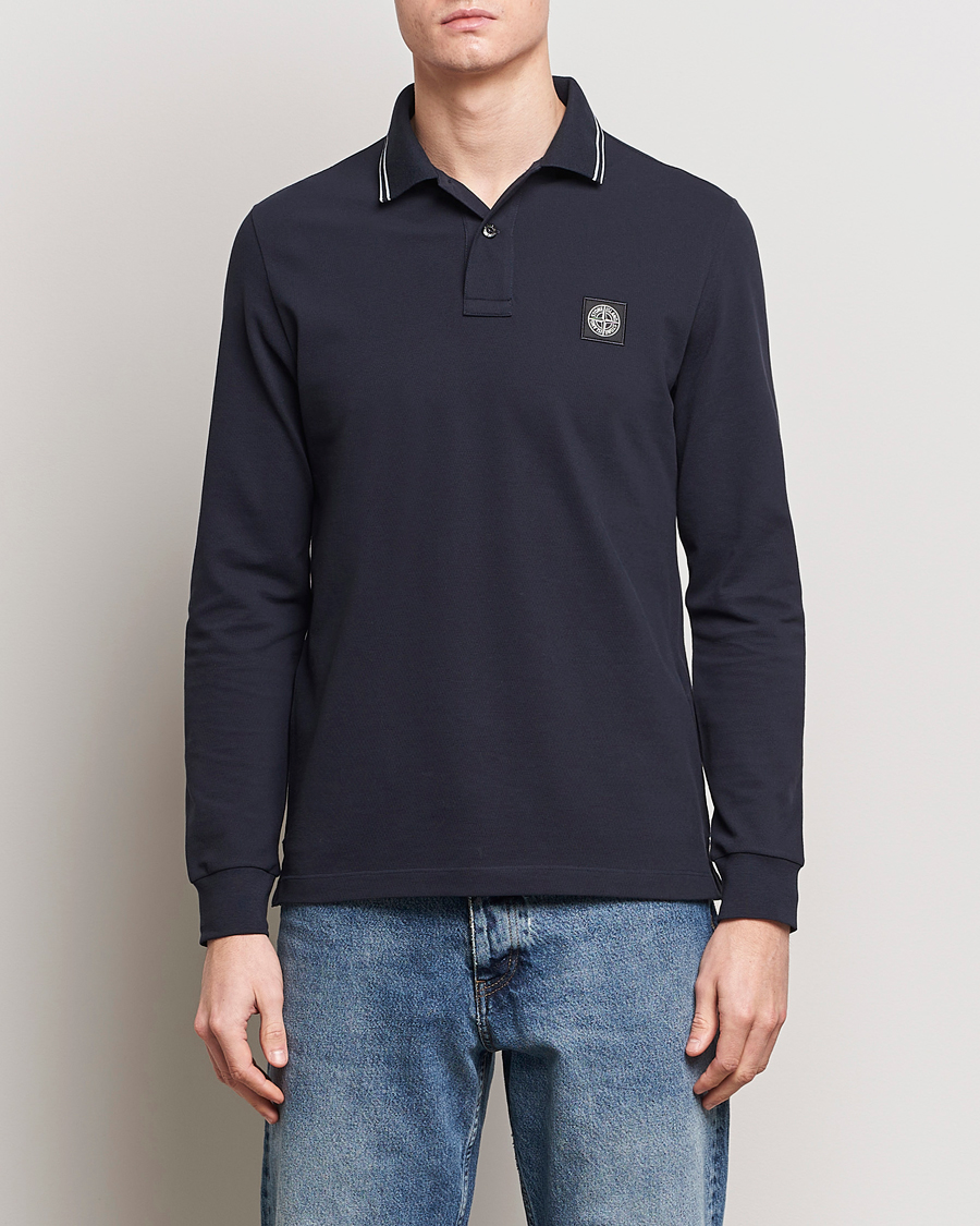 Men |  | Stone Island | Organic Cotton Stretch Pique Navy Blue