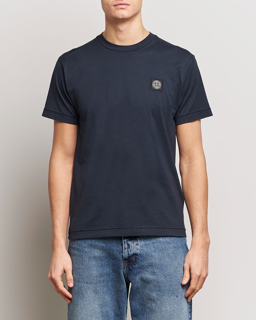 Herre | T-Shirts | Stone Island | Garment Dyed Cotton Jersey T-Shirt Navy Blue