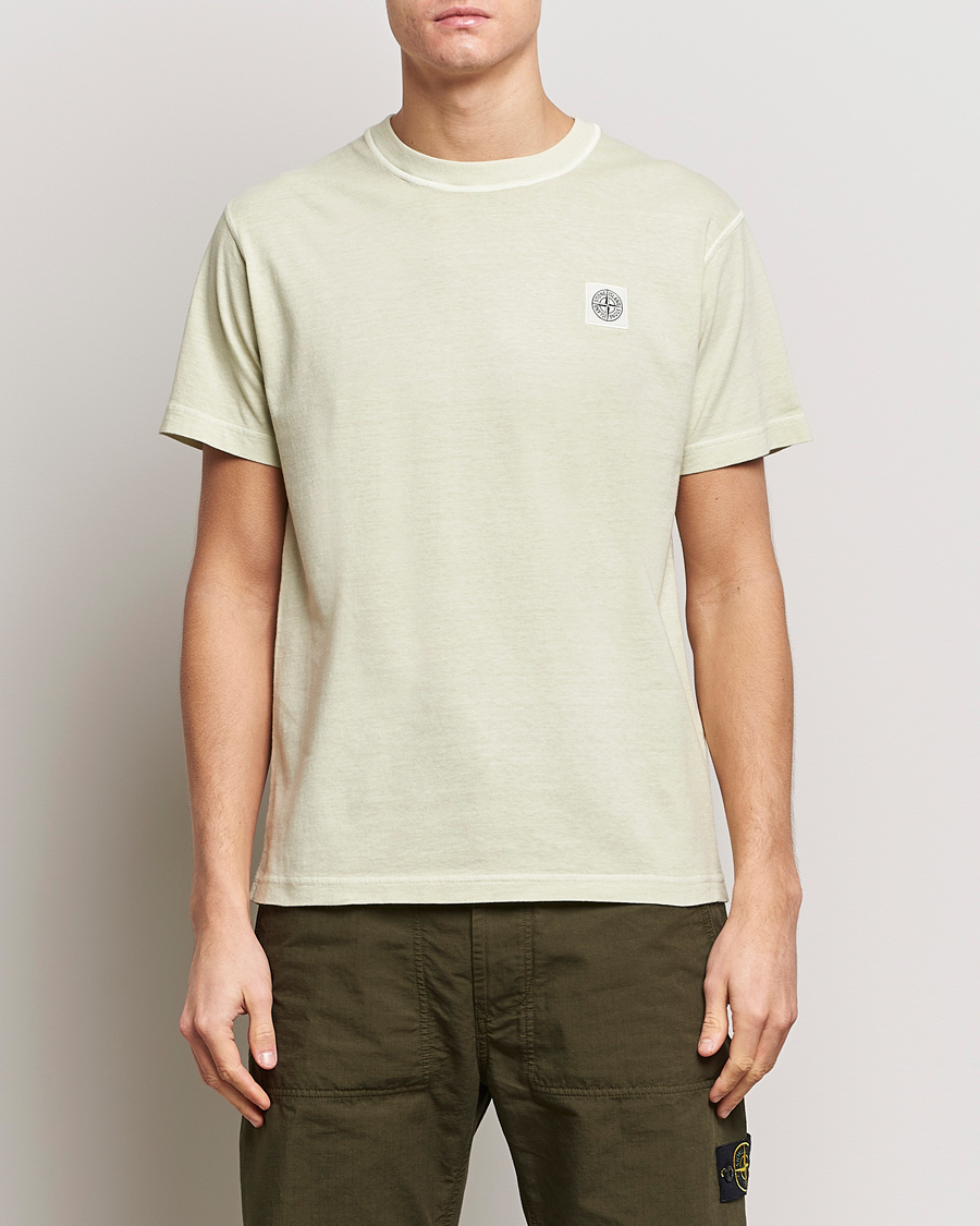 Herre | Stone Island | Stone Island | Organic Cotton Fissato Effect T-Shirt Pistachio