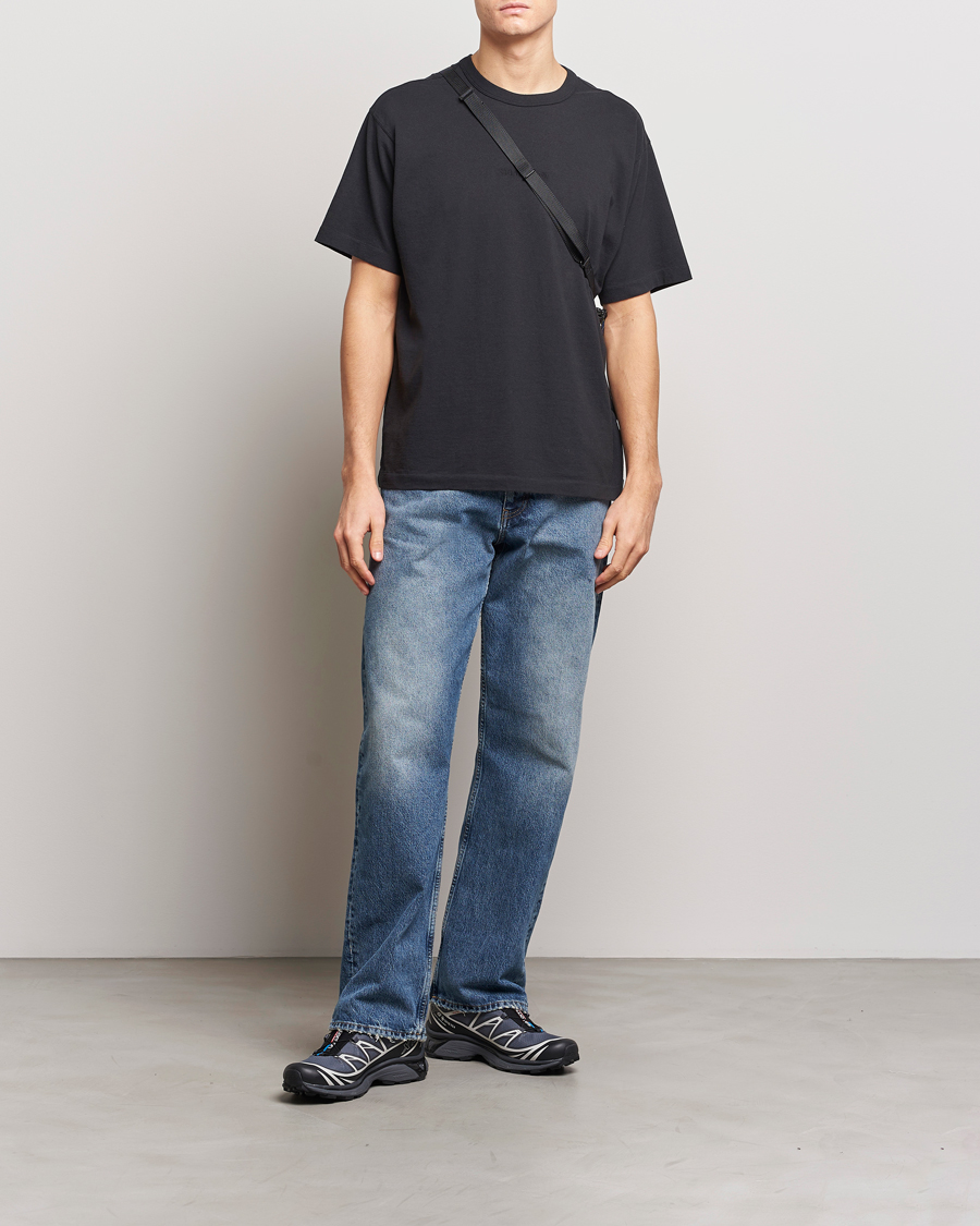 Herre | T-Shirts | Stone Island | Organic Cotton Fissato Effect Center Logo T-Shirt Black