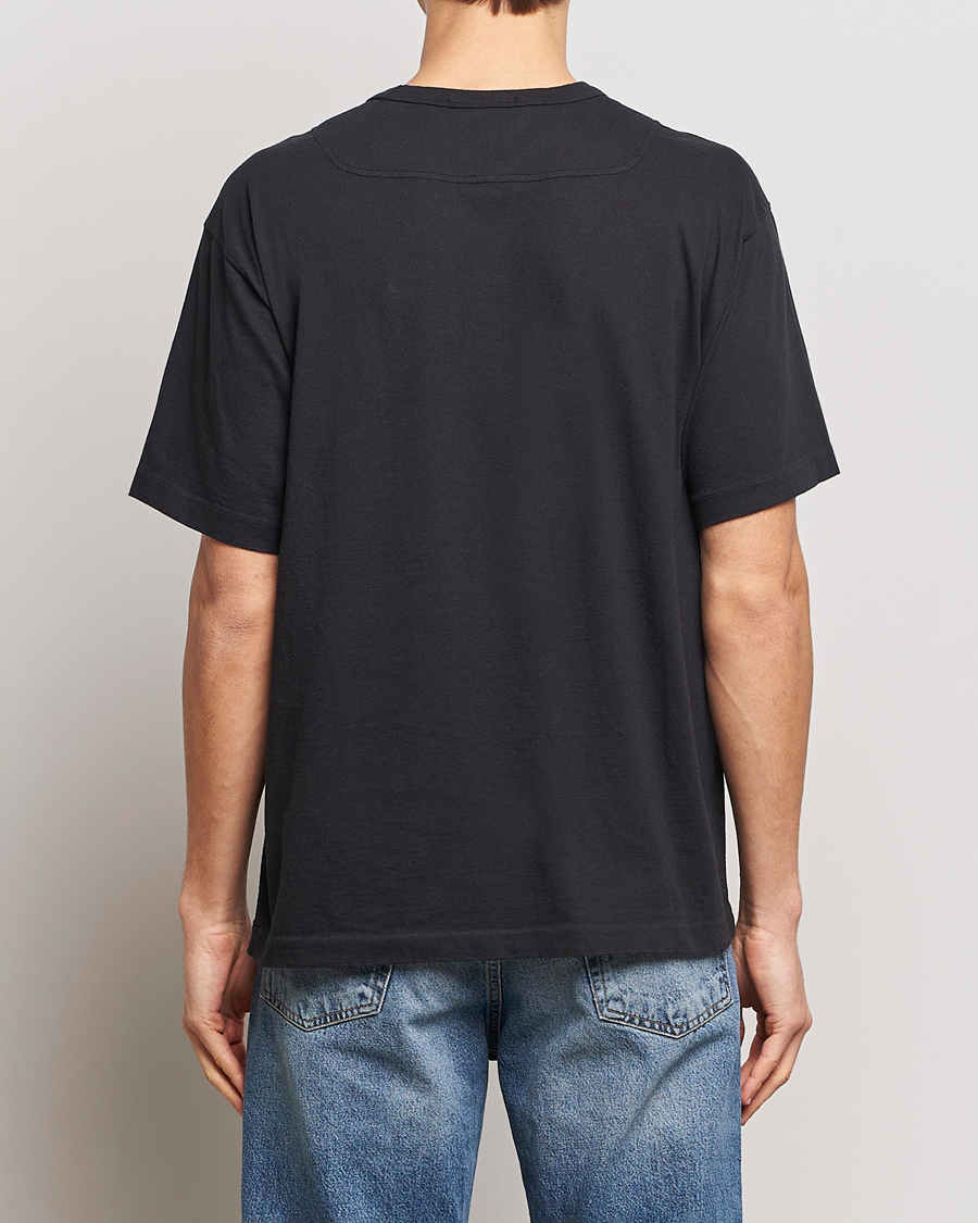 Herre | T-Shirts | Stone Island | Organic Cotton Fissato Effect Center Logo T-Shirt Black