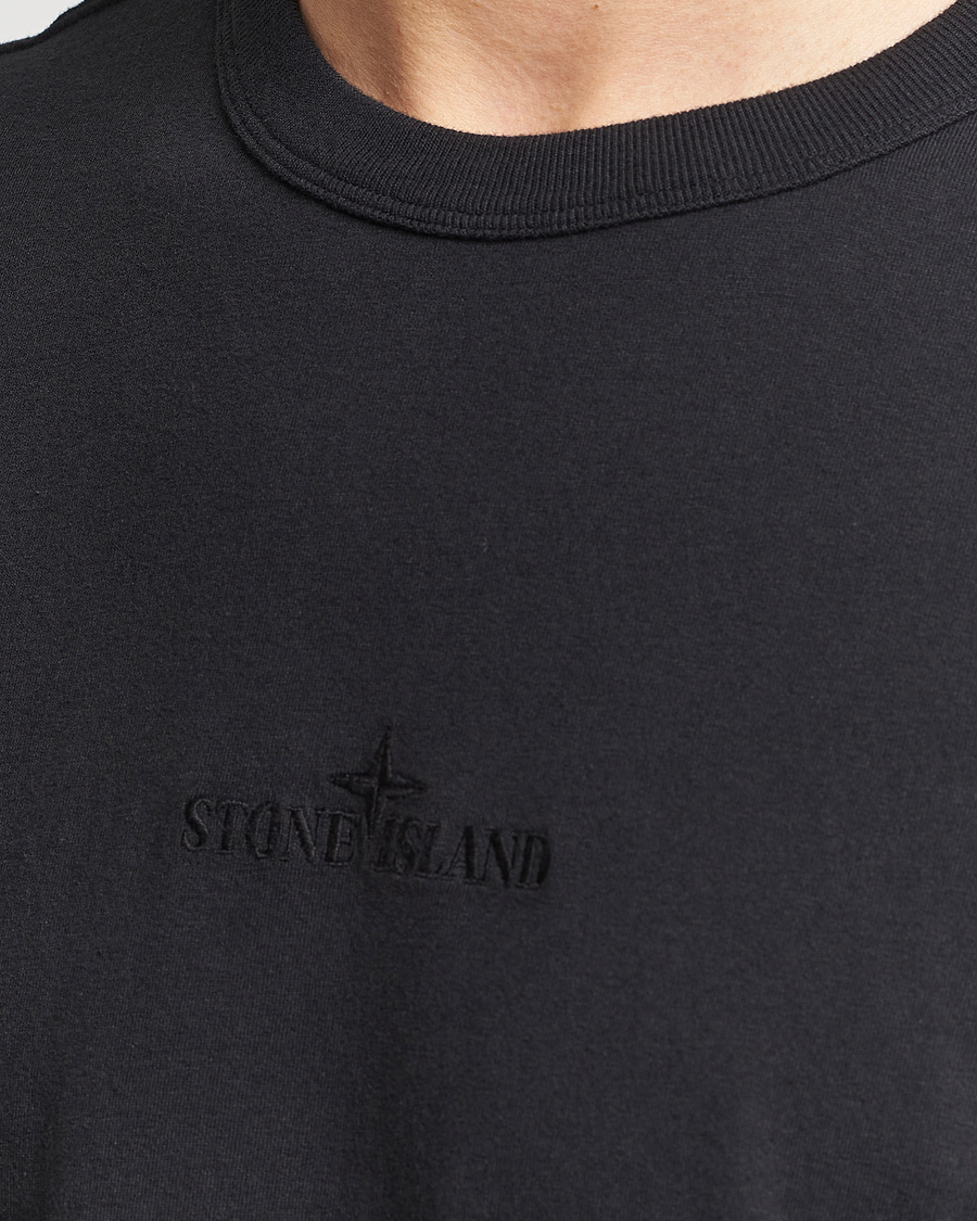 Herre | T-Shirts | Stone Island | Organic Cotton Fissato Effect Center Logo T-Shirt Black