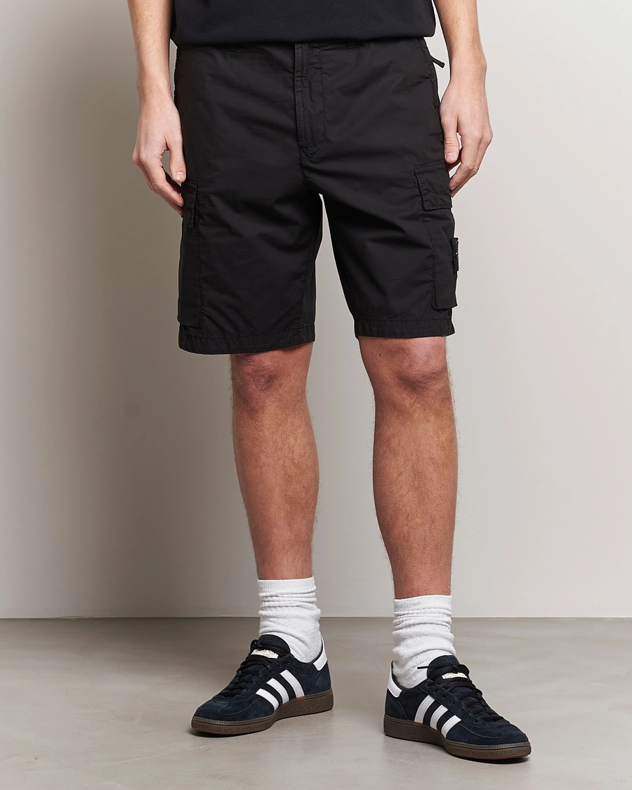 Herre | Tøj | Stone Island | Stretch Cotton Tela Regular Fit Cargo Shorts Black