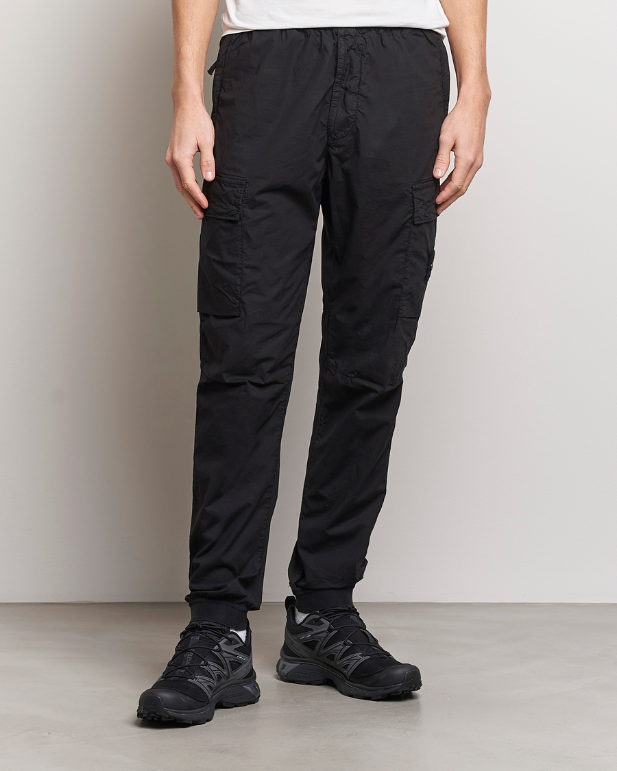 Men | Stone Island | Stone Island | Garment Dyed Drawsting Cargo Pants Black