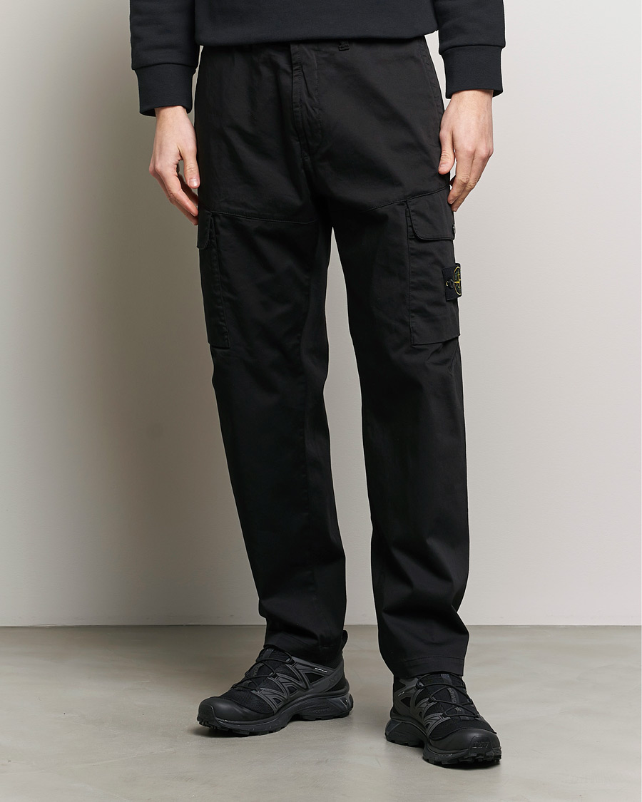 Herr |  | Stone Island | Stretch Satin Cargo Pants Black