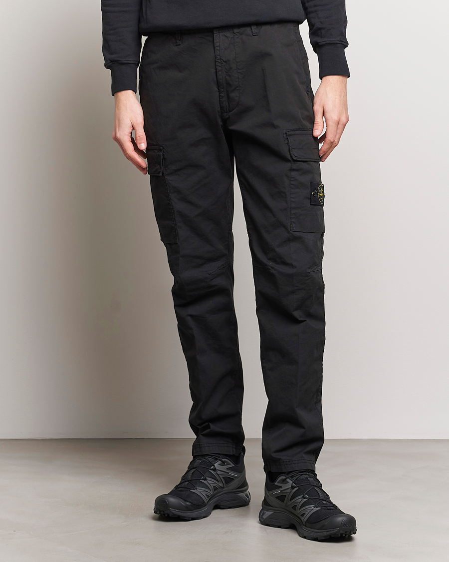 Herre |  | Stone Island | Tapered Supima Cotton Cargo Pants Black