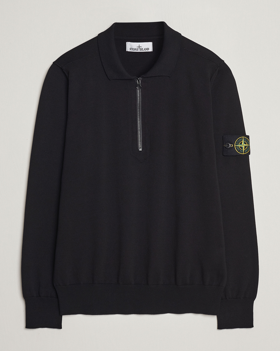 Herre | Trøjer | Stone Island | Organic Cotton Half Zip Poloshirt Black