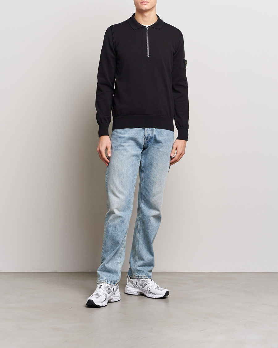 Herre | Trøjer | Stone Island | Organic Cotton Half Zip Poloshirt Black