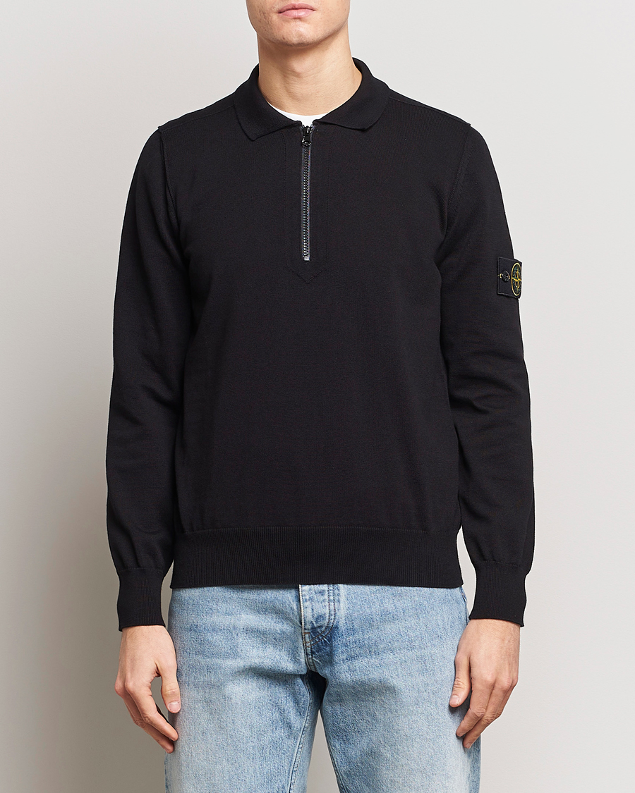 Herr | Kläder | Stone Island | Organic Cotton Half Zip Poloshirt Black