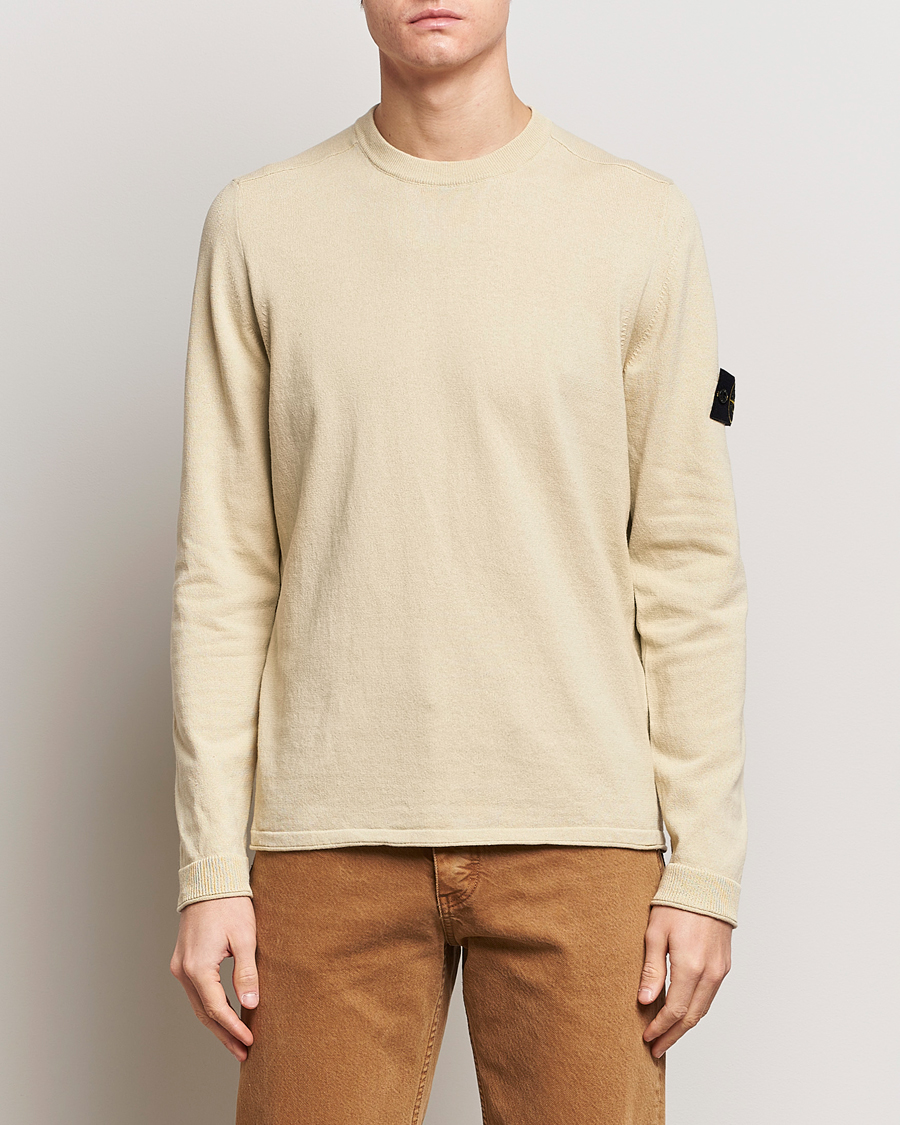 Herre | Trøjer | Stone Island | Raw Hand Organic Cotton Crew Neck Natural Beige