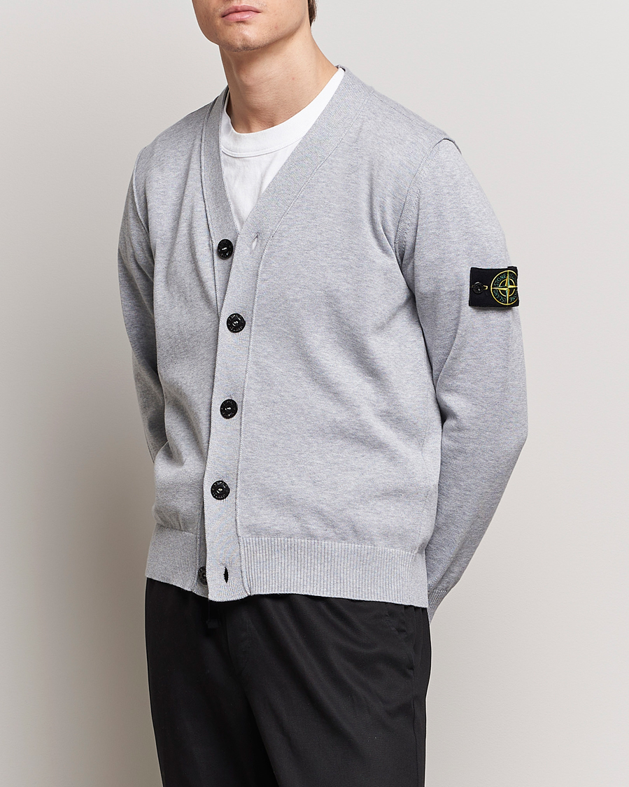 Herre | Nye varemerker | Stone Island | Soft Organic Cotton Cardigan Dark Grey Melange