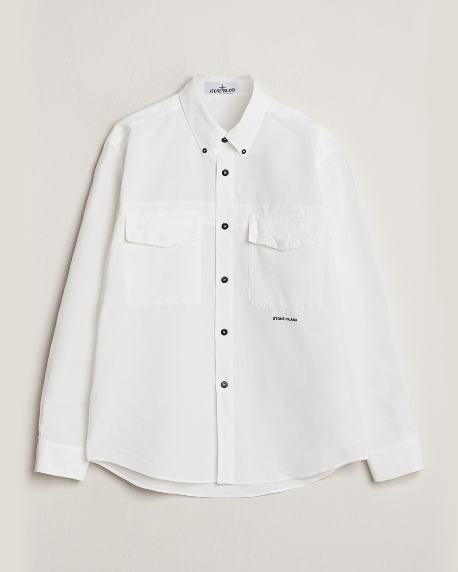 Herre |  | Stone Island | Cotton/Hemp Pocket Overshirt White