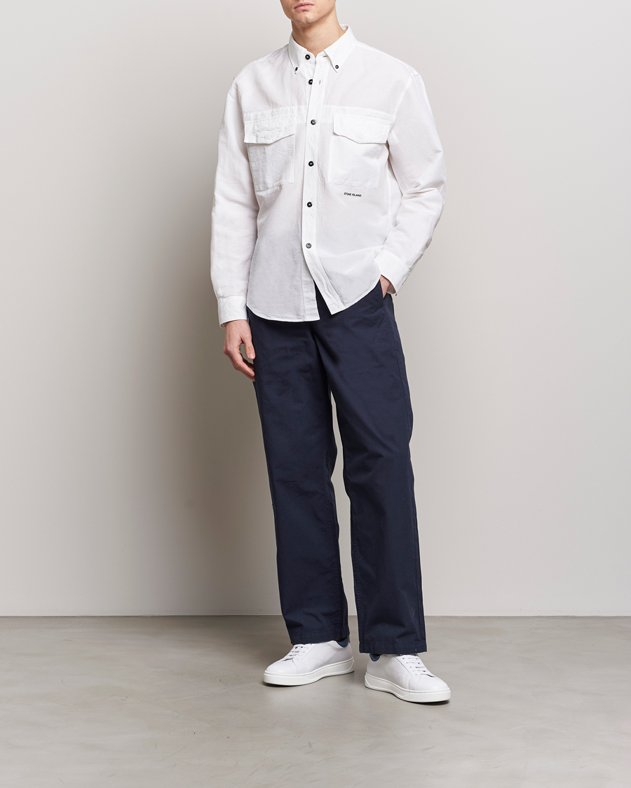 Herre | Skjorter | Stone Island | Cotton/Hemp Pocket Overshirt White