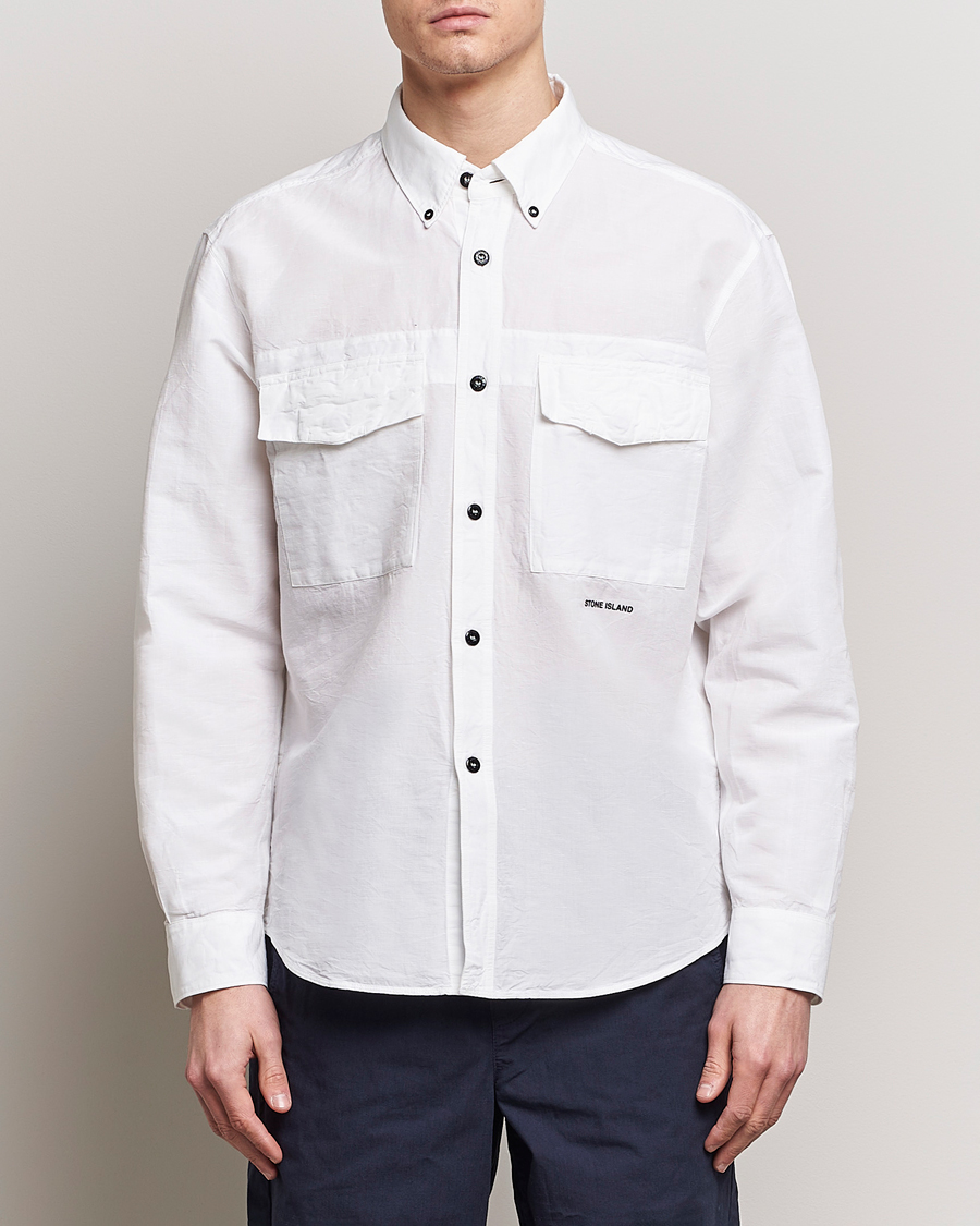 Herre | Shirt Jackets | Stone Island | Cotton/Hemp Pocket Overshirt White