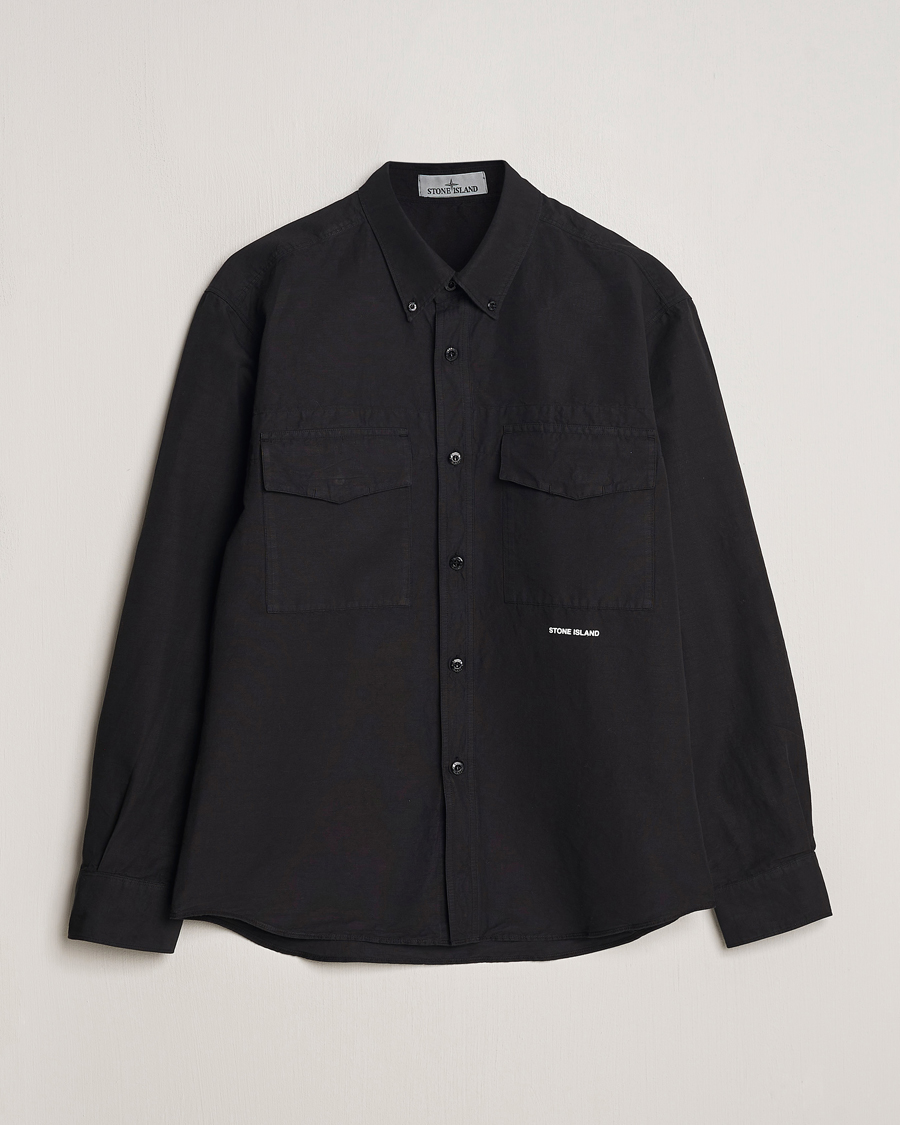 Herre |  | Stone Island | Cotton/Hemp Pocket Overshirt Black