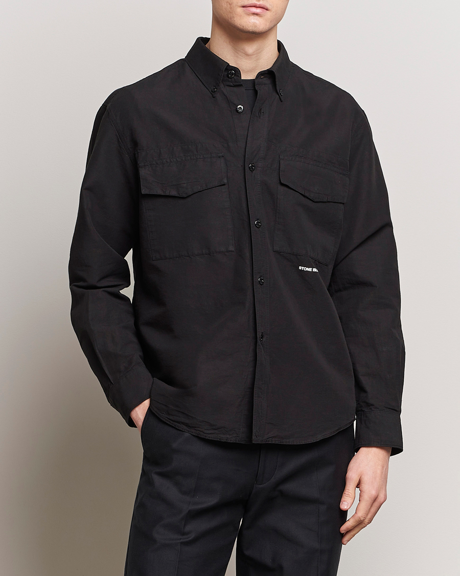 Herr |  | Stone Island | Cotton/Hemp Pocket Overshirt Black