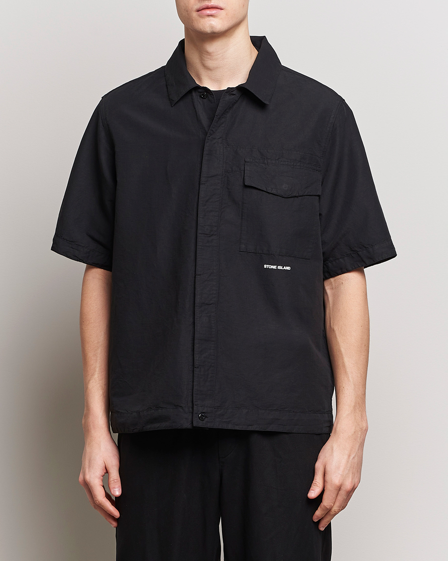 Herre |  | Stone Island | Cotton/Hemp Short Sleeve Shirts Black