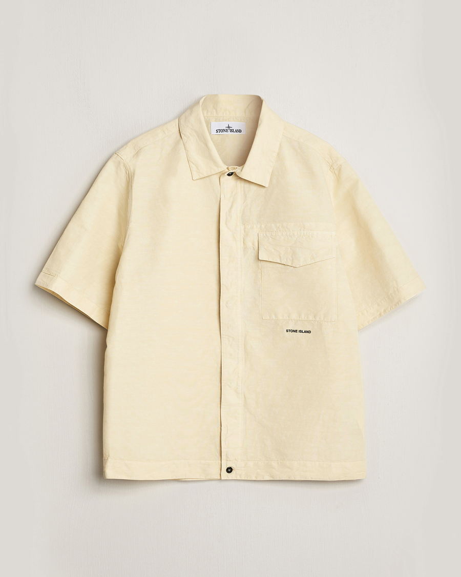 Herre |  | Stone Island | Cotton/Hemp Short Sleeve Shirts Beige