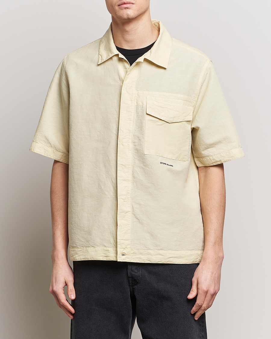 Men | Stone Island | Stone Island | Cotton/Hemp Short Sleeve Shirts Beige