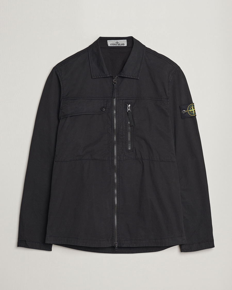 Herre |  | Stone Island | Cotton Twill Stretch Zip Overshirt Black