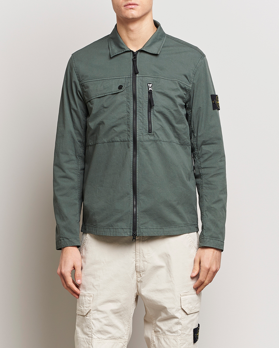 Herre | Overshirts | Stone Island | Cotton Twill Stretch Zip Overshirt Musk