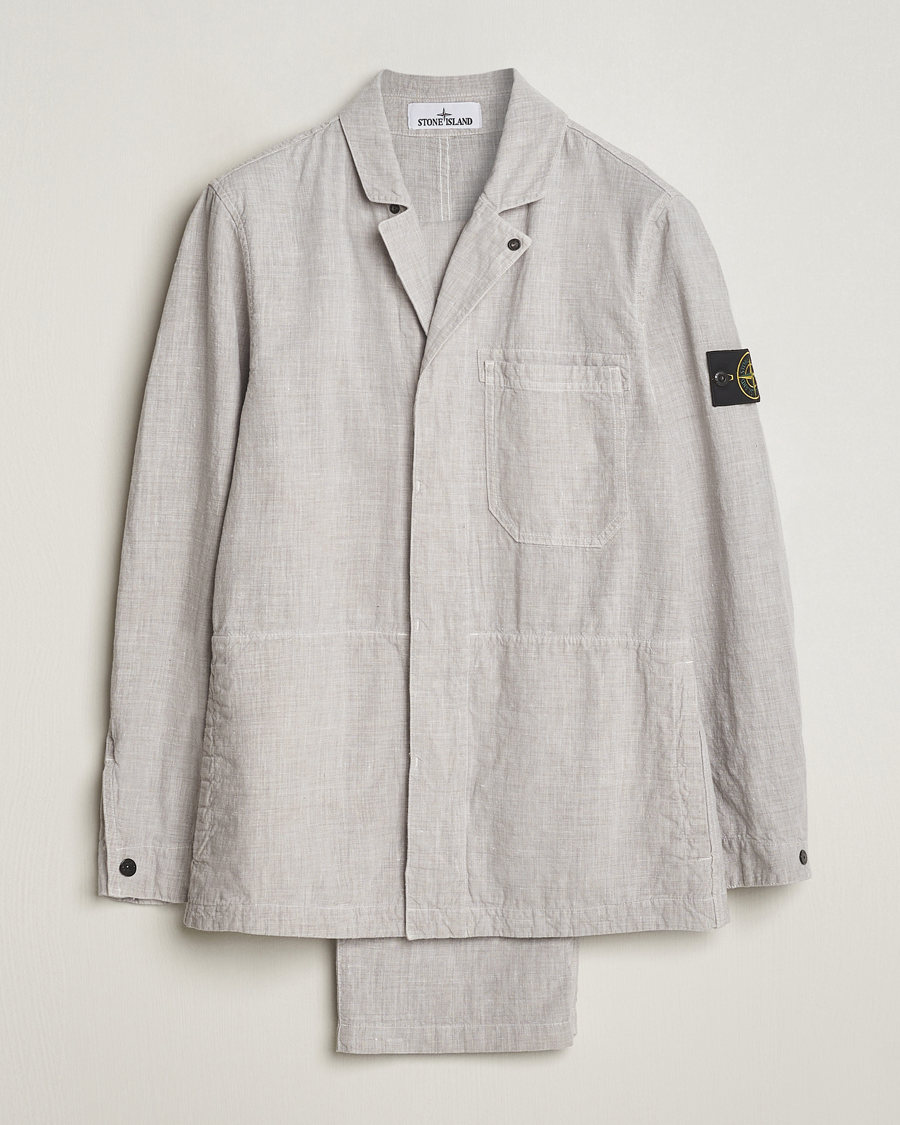 Herre | Jakkesæt | Stone Island | Linen Nylon Relaxed Suit Dove Grey