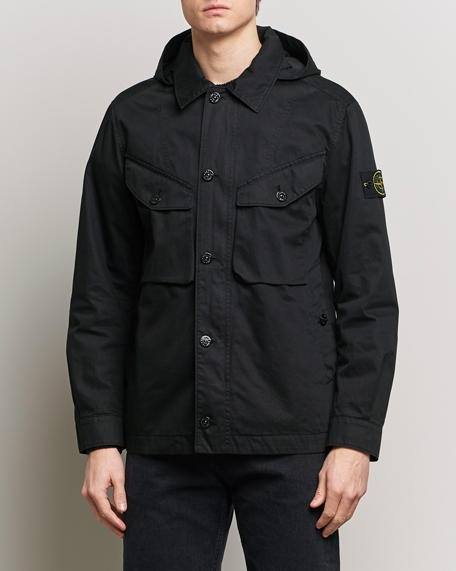 Men | Stone Island | Stone Island | Bio Rasso TC Cotton Hooded Jacket Black