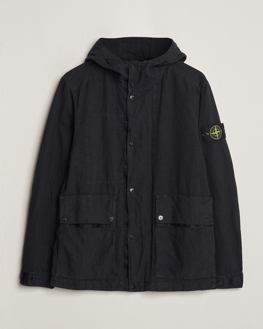 Herre | Jakker | Stone Island | Linen Nylon Hooded Jacket Black