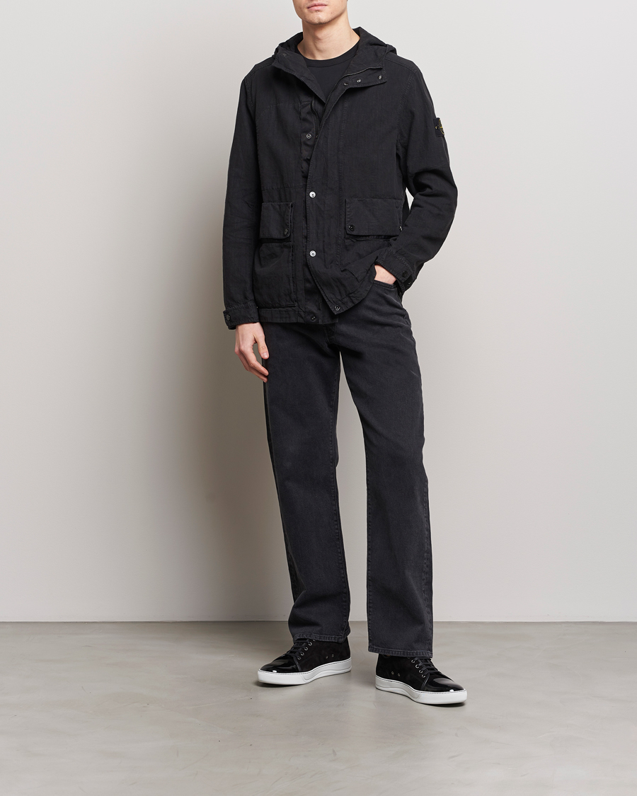 Herre | Jakker | Stone Island | Linen Nylon Hooded Jacket Black