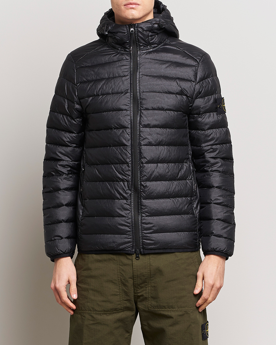 Men | Lightweight Jackets | Stone Island | R-Nylon Hooded Down Jacket Black