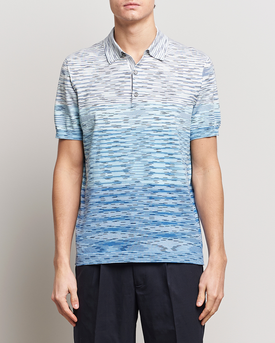 Herre | Tøj | Missoni | Space Dyed Knitted Polo White/Blue