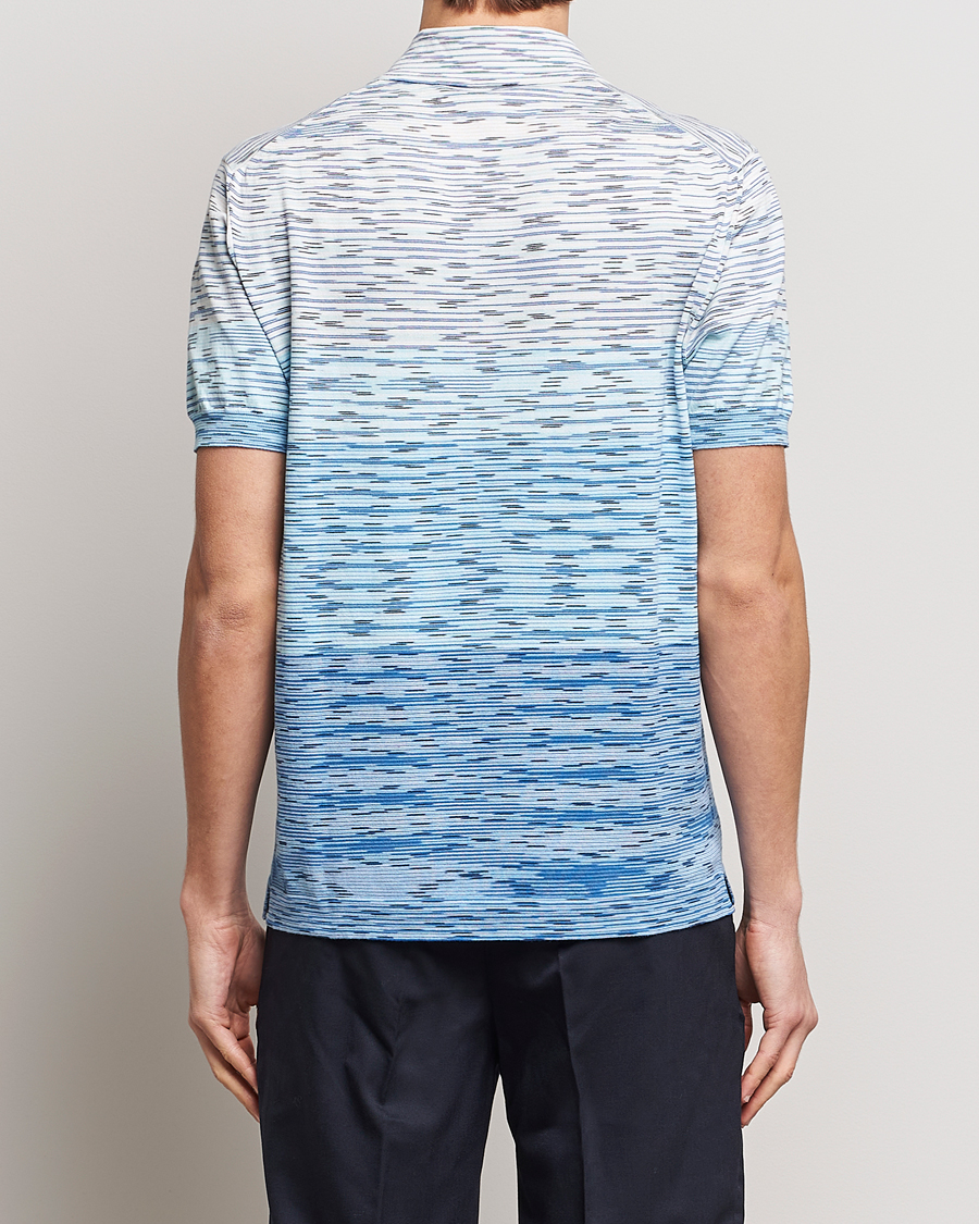 Herre | Polotrøjer | Missoni | Space Dyed Knitted Polo White/Blue