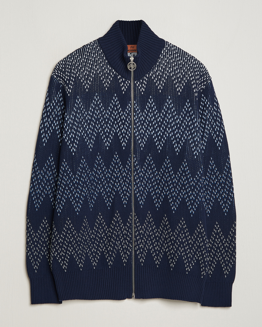 Herre | Trøjer | Missoni | Chevron Full Zip Cardigan Jacket Navy