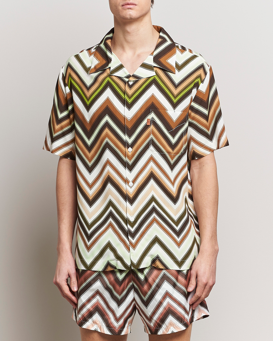 Herre | Missoni | Missoni | Zig Zag Printed Camp Shirt Brown/Green