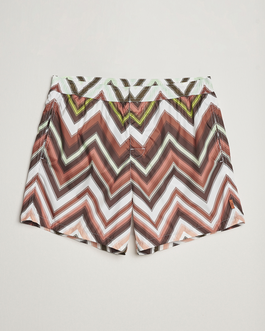 Herre | Badebukser | Missoni | Zig Zag Printed Swim Shorts Brown/Green