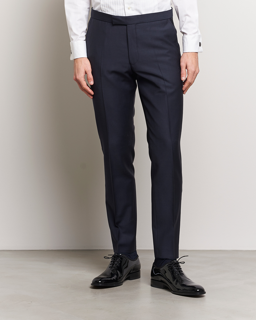 Herre | Smokingbukser | Oscar Jacobson | Denz Wool Tuxedo Trousers Navy