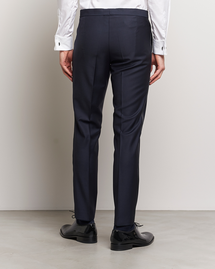 Herre | Bukser | Oscar Jacobson | Denz Wool Tuxedo Trousers Navy