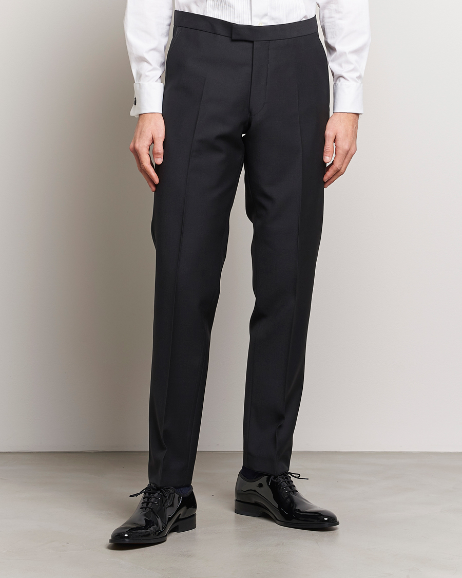 Herre |  | Oscar Jacobson | Denz Straight Wool Tuxedo Trousers Black