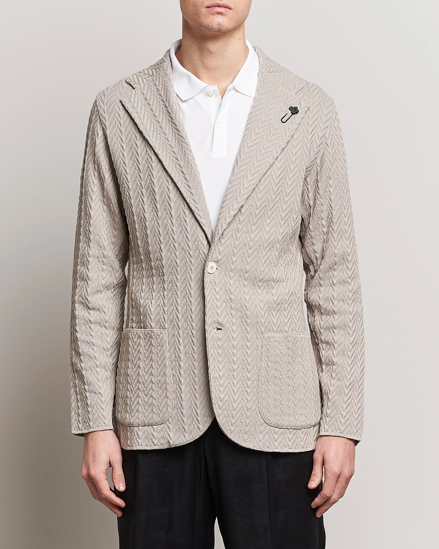 Herre | Tøj | Lardini | Knitted Structure Cotton Blazer Beige