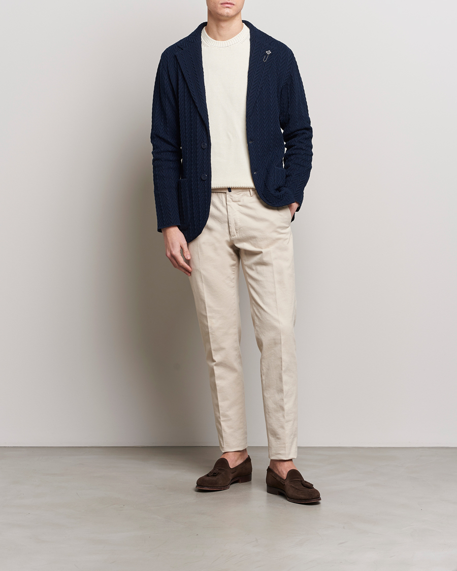 Herre | Blazere & jakker | Lardini | Knitted Structure Cotton Blazer Navy