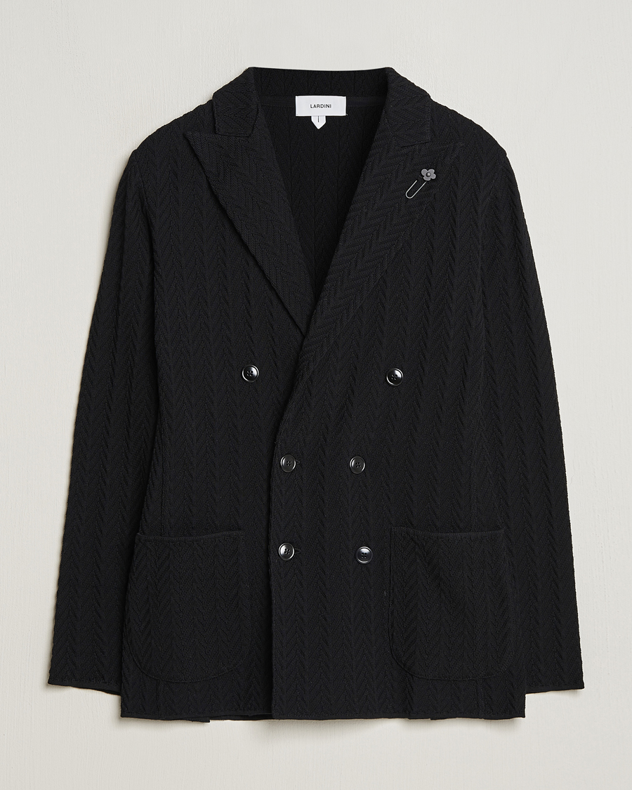 Herre | Blazere & jakker | Lardini | Double Breasted Structured Knitted Blazer Black