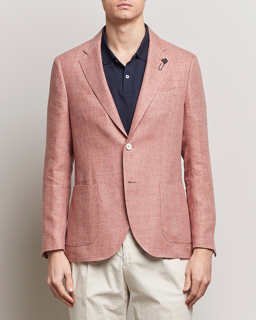 Herre | Afdelinger | Lardini | Wool/Linen Patch Pocket Blazer Soft Red